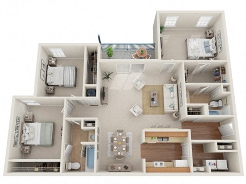 Lancaster Place Apartments in Calera Alabama photo of three bedroom two bathroom floorplan